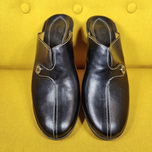 Cole Haan Devon Black Soft Leather Slip On High Heeled Mule Womens Size 9.5B - Picture 2 of 11